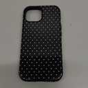 Compatible with iPhone 15 Case, Fashion Cute Polka Dot Pattern Aesthetic Design for Women, Soft TPU and Hard Back Shockproof Phone Case for iPhone 15 6.1 inch, Black