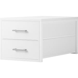 BOLUO Stackable Storage Drawers Closet Organizers and Storage Fabric White 2 Drawer Dresser for Bedroom Modern