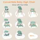 Babyliebe Baby High Chair, 8 in 1 Convertible Wooden High Chair for Babies and Toddlers, Converts to Booster Seat, Toddler Chair & Stool, with Removable Double Tray, Adjustable Legs & Footrest (Green)