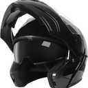 SPARK DOT Approved Modular Flip-Up Dual Visor Motorcycle Full Face Helmet, Bright Black, Medium (57-58cm)