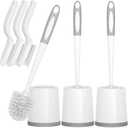 Toilet Brush, 3 Pack Toilet Brushes for Bathroom with Holder, Bathroom Accessories Toilet Bowl Brush with 3 Clean Brush, Toilet Scrub Brush, Toilet Brush Set for Deep Cleaning, White