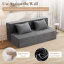 HOMFINE Folding Sofa Bed - Convertible Sleeper Chair with Pillow, Fold Out Couch, Memory Foam Floor Mattress, Futon Couch, Lazy Sofa for Living Room/Dorm/Guest Room/Home Office, Grey, Queen Size
