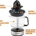 Elite Gourmet ETS623 BPA-Free Electric Citrus Juicer, Compact, Large Volume, Pulp Control, Oranges, Lemons, Limes, Grapefruits with Easy Pour Spout, 24oz, Black/Stainless Steel