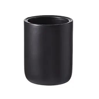 Motifeur Bathroom Wastebasket - Ceramic Decorative Trash Can (Black Marble Look)