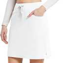baleaf Women's Skorts Skirts 20" Knee Length Cotton Casual High Waist Drawstring Modest Golf Skort with Pocket (XXX-Large, White)