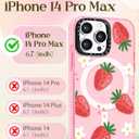for iPhone 14 Pro Max Case for Women - Cute Design Girls Compatible with Magsafe Magnetic Ring Holder Stand Strawberry Flower Phone Covers Aesthetic Girly TPU Funda for 14 Pro Max