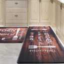 Farmhouse Kitchen Mats for Floor 2 Piece Cushioned Anti Fatigue Kitchen Mat,Memory Foam Kitchen Rug Non Slip Waterproof for Kitchen, Office, Sink, Stove 17"x30"+17"x47"(Coffee)