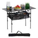 VEVOR Folding Camping Table, Portable Roll Up Side Tables, Lightweight Aluminum Beach Table for Outdoor BBQ Tailgating Picnic, Travel (47 inch-Black)