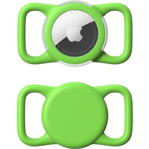 Waterproof Airtag Holder for Dog Collar, Soft Full-Body Protective Airtag Holder for Dog & Cat Collars, Ultra-Durable, Easy Installation, Lightweight Clear Airtag Case (Green, Regular)