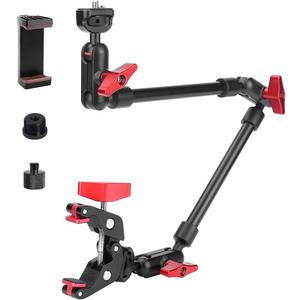 22" Magic Arm w Clamp Mount, Overhead Desk Phone Mount Stand, Adjustable Articulating Friction Camera Boom Arm w 1/4" Thread for Phone Video Light Webcam Action Camera Tripod Mic