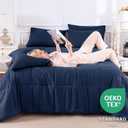 CozyLux Full Size Comforter Sets Navy Blue - 7 Pieces Bed in a Bag Full, Oeko-Tex Certified Bed Set, All Season Soft Bedding Set with Down Alternative Comforter, Sheets, Pillowcases & Pillow Shams