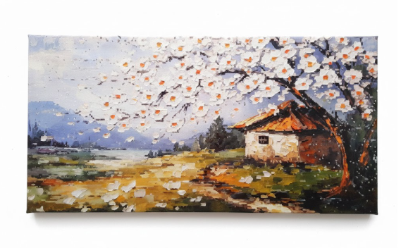 Large Canvas Wall Art for Living Room Farmhouse Decor Pictures Abstraction Landscape Wall Art Decor Prints Plum Blossom Artwork Countryside Canvas Painting Wall Decor for Bedroom with Frame 29x58 IN