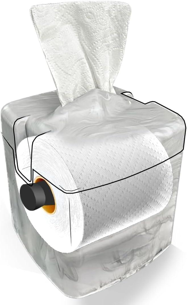 Tissuecaddy Life Hack Toilet Paper Dispenser - Money Saver Alternative to Tissue Box and Tissue Box Holder | Home, Bathroom, and More - White Marble (Single Pack)