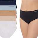 Jones New York Underwear for Women High Cut Brief Full Coverage Seamless Stretch Comfort Panties - 5 Pack Multipack (Large, White/Buff/Dark Nude/Cashmere Blue/Navy)