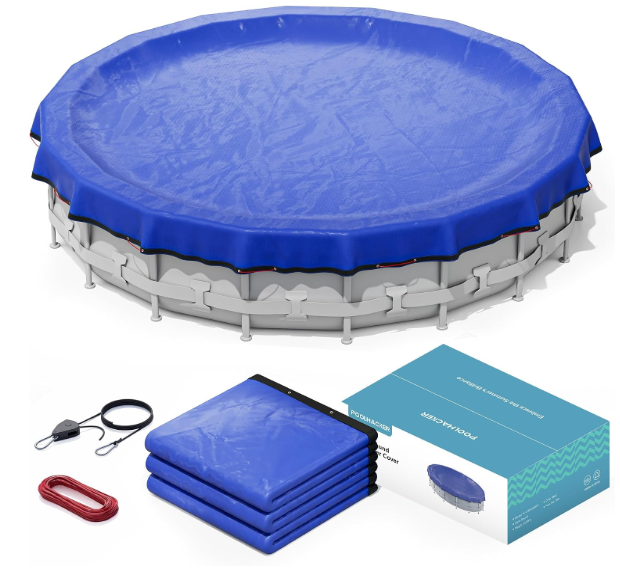 POOLHACKER 2026 Upgrade 18FT Round Winter Pool Cover for Above Ground Pools
4 Foot Overlap, Extra-Thick 185 GSM Fabric, Handles -10°F Weather, Windproof, Tear-Resistant, Waterproof, UV Protection