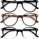 GIBLOGO +2.5 Reading Glasses for Women/Men Eye Glasses Blue Light Reading Glasses Cheaters Eyeglasses, Black + Leopard + Black/Clear