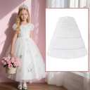 obmwang Girls Petticoat Crinoline 3 Hoop Skirt Petticoats for Girls Underskirt Ball Gown (White)