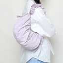 Nylon Crossbody Bags for Women, Ruffled Crescent Bag with Adjustable Strap, Large Capacity Casual Hobo Dumpling Shoulder Bag