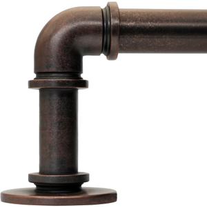 Industrial Curtain Rods for Windows 18 to 88 Inches Adjustable Length, 1 Inch Diameter, with Aluminium Finials (Antique Red Bronze, 18 to 88)