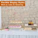 KAQAHIDO Extra Large 4 Tier Serving Tray Set, 34x22x10 inch Wave Edge Melamine Dessert Table Display Set, Tiered Trays Stand for Party Buffet Entertaining, Gold and White
