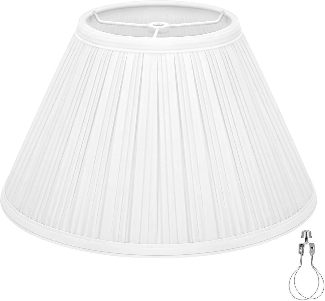 Pleated Lamp Shade, 6" Top x 13" Bottom x 7.2" High, White Empire Lamp Shade for Table Lamp Bedside Lamp, Modern Fabric Mushroom Lampshade Replacement for Wall Sconce, Spider, Clip on Adapter Included