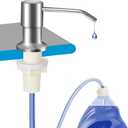 Dish Soap Dispenser for Kitchen Sink (Brushed Nickel), Countertop Sink Soap Dispenser Water Pump with 47 No-Spill Extension Tube Kit Design for Kitchen Bathroom, No More Refills Sliver