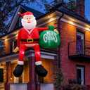 8FT Christmas Inflatables Outdoor Decoration, Climbing Inflatable Santa Claus Blow Up Yard Decorations with LED, Inflatable Christmas Decorations Outdoor for Yard Roof Garden Lawn