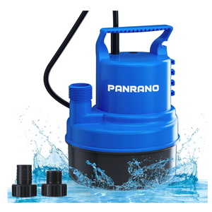 PANRANO 1/2 HP Submersible Water Pump 2900 GPH Portable Small Sump Pump For Pool Cover, Basements, Puddles, Gardens Ponds With 16.4 Ft Power Cord and Hose Adapters, Sky Blue