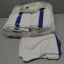 GOLD TEXTILES Bulk Bath Towels White (22x44 Inches) Economy Grade Light Weight Easycare (12 - Blue Stripe)