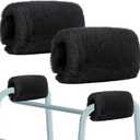Threlaco 2 Pcs Walker Handle Cushions Fluffy Walker Hand Pads Universal Padded Rollator Hand Cover for Folding Rolling Wheelchair, Senior, Elderly Grippers, with 2 Extra Foam Pads(Black)