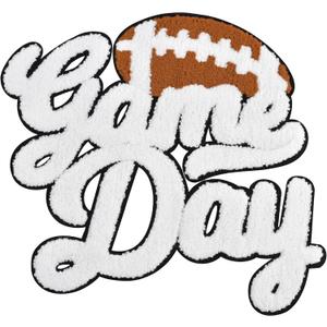 Gameday Chenille Iron on Patches for Letterman Jacket Large Football Varsity Letters Custom Sports Applique for Clothing Jeans Bag Jersey Game Day Spirit (White)