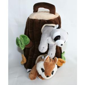 Forest Friends Tree House Plush Tree Raccoon Chipmunk