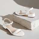 Ankis Women Nude Black White Sandals for Women Low Heel 1 Inch Dressy Sandal Ankle Strap Open Toe Block Short Heeled Summer Classic Comfortable Graduation Holiday Party Casual Flat Shoes, 10