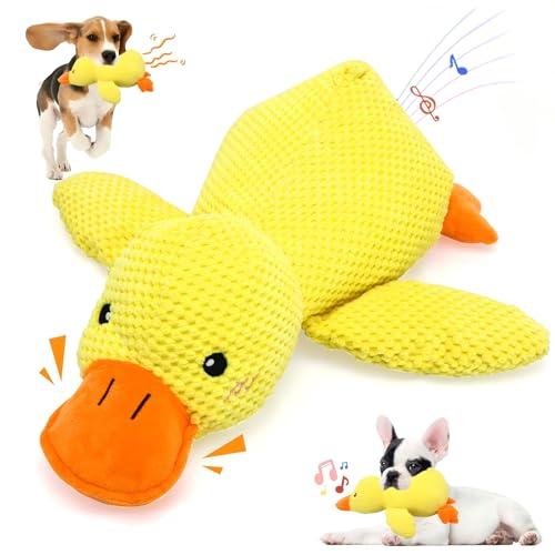 VOXGET Calming Duck Toy for Dogs, 2026 New Interactive Crinkle Toy with Quack Sound for Dogs Teeth, Soft Stuffed Plush Mellow Calming Duck Pillow for Puppy Keep Busy -Yellow, 9.8"x8.6"(S)