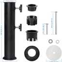 Blissun Umbrella Base stand Tube Outdoor, Patio Umbrella Base Pole Replacement, Heavy Duty Umbrella Base Holder Tube Bracket, Universal Umbrella Base Replacement Parts, Metal Black
