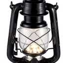 Vintage LED Hurricane Lantern, Warm White Battery Operated, Antique Metal Hanging With Dimmer Switch, 15 LEDs, 150 Lumen for Indoor or Outdoor Usage, Black 