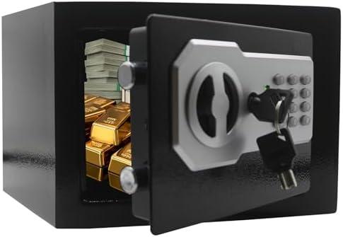 Yuanshikj Key Electronic Keypad Security Safe Lock Box Steel Digital Deposit for Home Office Hotel Business Cash Jewelry Storage (BLACK, 0.2 CF)