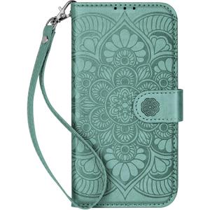 Wallet Case for iPhone 16, [RFID Blocking] 3 Card Holder Stand with Credit Card Slot PU Leather Magnetic Protective Flip Cover for iPhone 16 (Green)