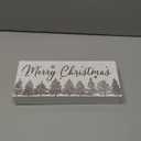 Merry Christmas Decor with Timer LED Lighted Shiny Christmas Tree Decorations Farmhouse Winter Wooden Tabletop Vintage Rustic Sign for Home Table House Kitchen