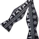 DiBanGu Christmas Bow Ties for Men Xmas Self-tied Bowties and Pocket Square Set Festival Woven Bowtie Handkerchief (Black)