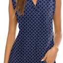 Halife Women's Sleeveless Floral Print V Neck Tunic Tank Tops Blouse Shirts (L)