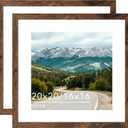 Wood 20x20 Picture Frame with 16x16 Mat Deep Brown, Display 16x16 with Mat or 20x20 without Mat, Wood 20 by 20 Photo Frame, 20 x 20 Frame for Wall Hanging Display, Deep Brown, 2 Pack