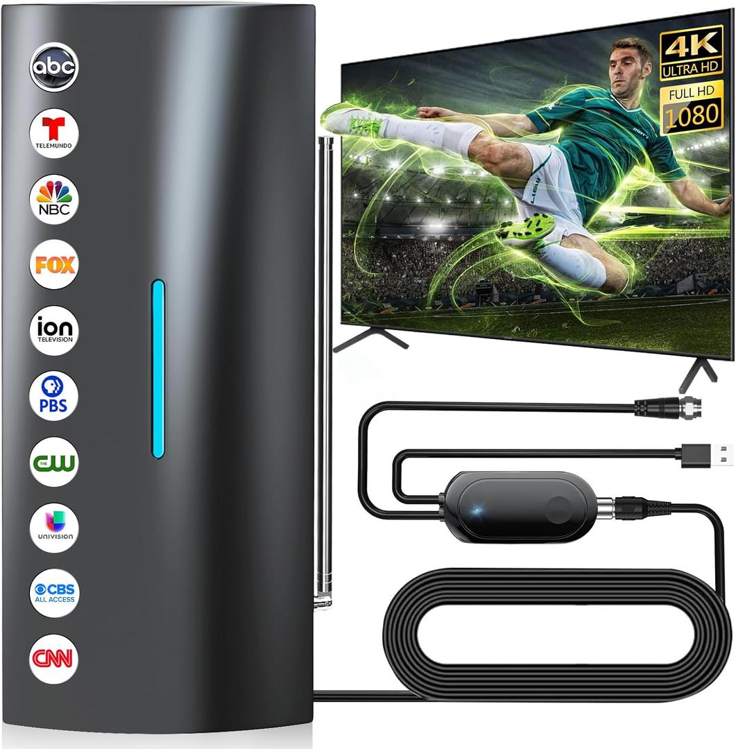2800+ Miles Range Strongest TV Antenna,2025 Digital Antenna for Smart TV Indoor with Amplifier