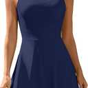 ATTRACO Women Tennis Dress with Shorts Workout Golf Skirts with Pockets Athletic Dresses (Large, Navy)