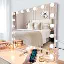 Kottova Large Vanity Mirror with Lights, 24.4"x 21.2", Hollywood Vanity Makeup Mirror with 3 Color Lights, 17 LED, USB Charging Port with Detachable 10X Spot Mirror, Touch Control, White