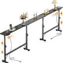 78"-106" Adjustable Length Behind Couch Sofa Table with 2 Power Outlets, 78"-106"W x 5.9"D