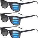 3 Pack Progressive Multifocal Reading Sunglasses for Women Men UV Protection Trifocal Sun Readers with Spring Hinge (Sun 3 Black,2.50)