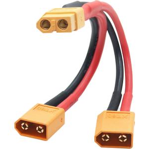 Short XT60 Parallel Battery Connector Cable,14AWG 1 Female to 2 Male Y Splitter Adapter Cable,10cm/3.93inch for RC Multicopter Quadcopter