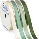 Ribbli Sage Green Satin Ribbon 3/8 Inch x 4 Rolls Total 40 Yards- Ivory/Sage/Dusty Sage/Moss Green Ribbon for Wrapping and Craft