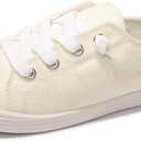 Women's Slip On Canvas Sneaker Low Top Casual Walking Shoes Classic Comfort Flat Fashion Sneakers (6, Beige)